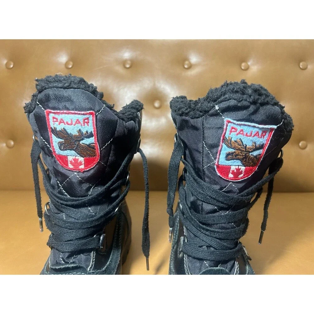 Pajar Canada Snow Boots Mens US 11-11.5 Black Leather Moose Grip Low Waterproof‎